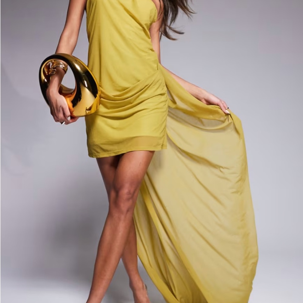 Olive Green Draped Mini Dress